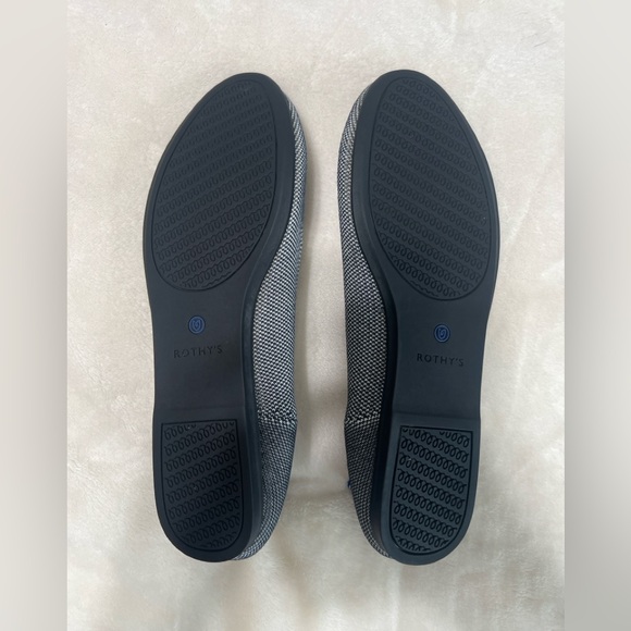 Rothy’s The Flat Round Toe Flats Gray Blue Trim Women’s Size 10 Knit Shoes - Picture 5 of 10